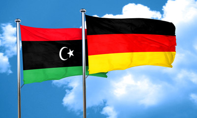 Libya flag with Germany flag, 3D rendering