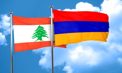 Lebanon flag with Armenia flag, 3D rendering