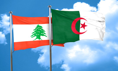 Lebanon flag with Algeria flag, 3D rendering