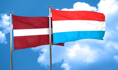 Latvia flag with Luxembourg flag, 3D rendering