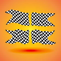 Racing background set collection of four checkered flags racing illustration