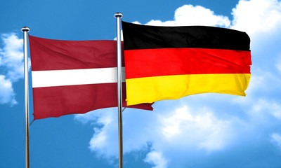 Latvia flag with Germany flag, 3D rendering