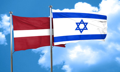 Latvia flag with Israel flag, 3D rendering