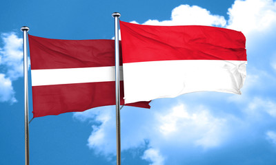 Fototapeta na wymiar Latvia flag with Indonesia flag, 3D rendering