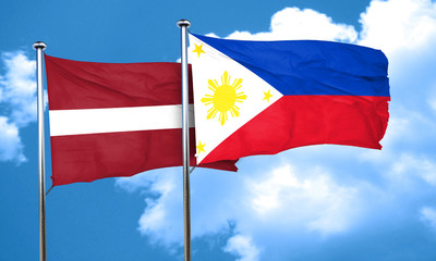 Latvia flag with Philippines flag, 3D rendering
