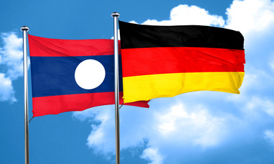 Laos flag with Germany flag, 3D rendering