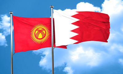 Kyrgyzstan flag with Bahrain flag, 3D rendering