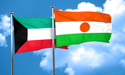 Kuwait flag with Niger flag, 3D rendering
