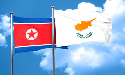 North Korea flag with Cyprus flag, 3D rendering