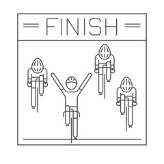 Modern Illustration of cyclists on finish line.