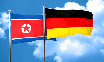 North Korea flag with Germany flag, 3D rendering