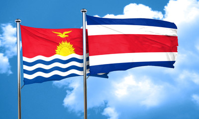 Kiribati flag with Costa Rica flag, 3D rendering