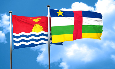 Kiribati flag with Central African Republic flag, 3D rendering