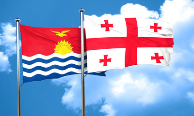 Kiribati flag with Georgia flag, 3D rendering