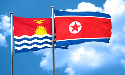 Kiribati flag with North Korea flag, 3D rendering