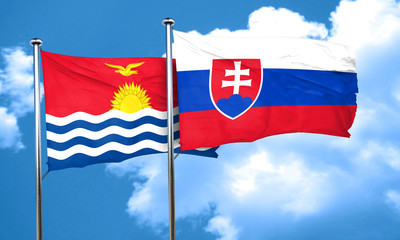 Kiribati flag with Slovakia flag, 3D rendering