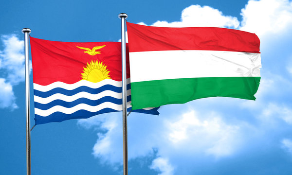 Kiribati flag with Hungary flag, 3D rendering