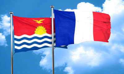 Kiribati flag with France flag, 3D rendering