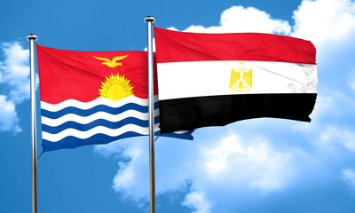 Kiribati flag with egypt flag, 3D rendering