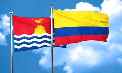 Obraz na płótnie Canvas Kiribati flag with Colombia flag, 3D rendering