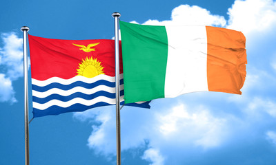Kiribati flag with Ireland flag, 3D rendering