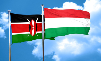 Kenya flag with Hungary flag, 3D rendering