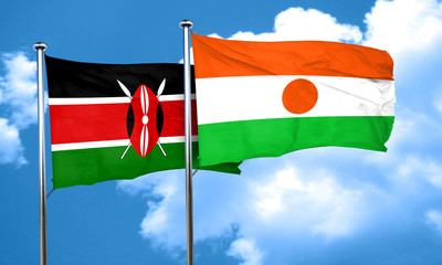 Kenya flag with Niger flag, 3D rendering