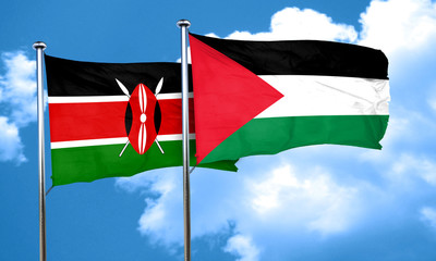 Kenya flag with Palestine flag, 3D rendering