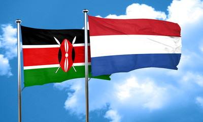 Kenya flag with Netherlands flag, 3D rendering