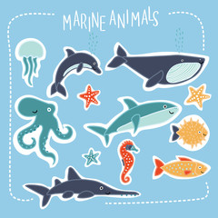 Sea Cartoon Creatures