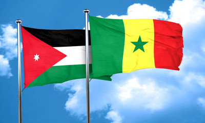 Jordan flag with Senegal flag, 3D rendering