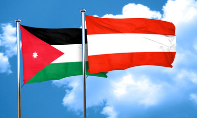 Jordan flag with Austria flag, 3D rendering