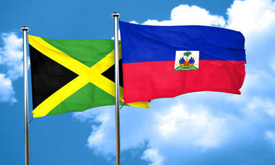 Jamaica flag with Haiti flag, 3D rendering