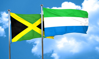 Jamaica flag with Sierra Leone flag, 3D rendering