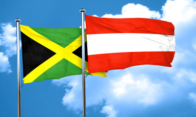 Jamaica flag with Austria flag, 3D rendering