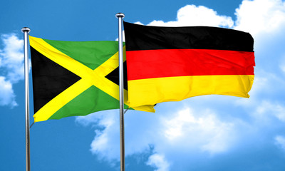 Jamaica flag with Germany flag, 3D rendering