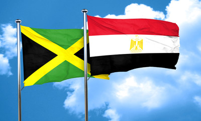 Jamaica flag with egypt flag, 3D rendering