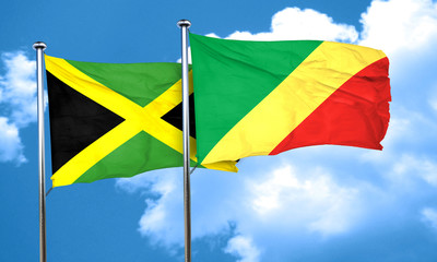 Jamaica flag with congo flag, 3D rendering