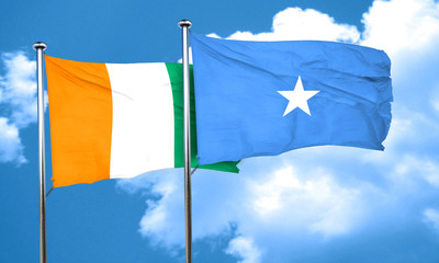 Ivory coast flag with Somalia flag, 3D rendering