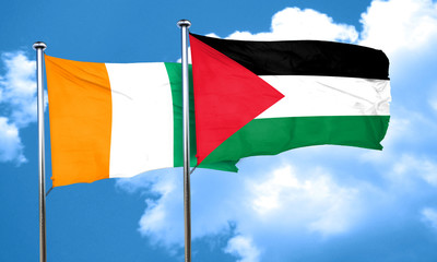 Ivory coast flag with Palestine flag, 3D rendering