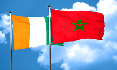 Ivory coast flag with Morocco flag, 3D rendering