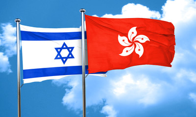 Israel flag with Hong Kong flag, 3D rendering