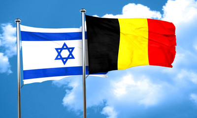 Israel flag with Belgium flag, 3D rendering