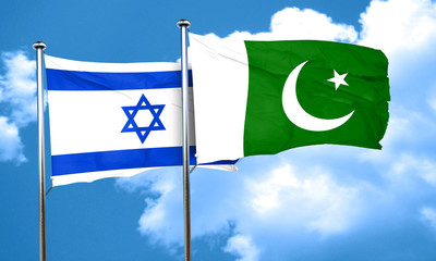 Israel flag with Pakistan flag, 3D rendering