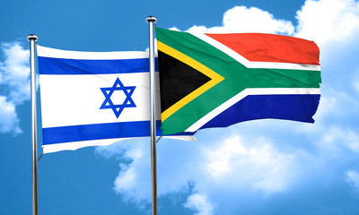 Israel flag with South Africa flag, 3D rendering
