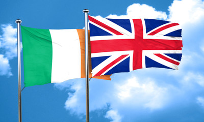 Ireland flag with Great Britain flag, 3D rendering