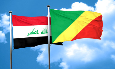 Iraq flag with congo flag, 3D rendering