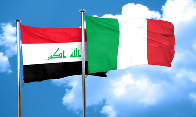 Iraq flag with Italy flag, 3D rendering