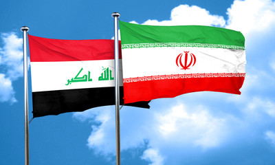 Iraq flag with Iran flag, 3D rendering