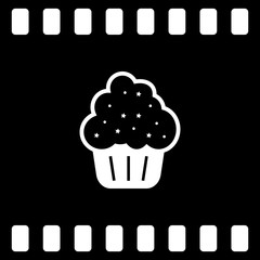 Flat paper cut style icon of cake